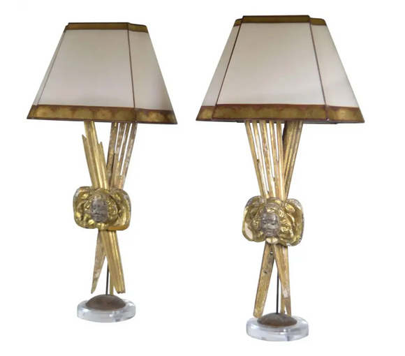 Pair Of Italian 18th C. Giltwood Lamps