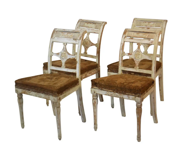 Set of Four Painted Swedish Chairs