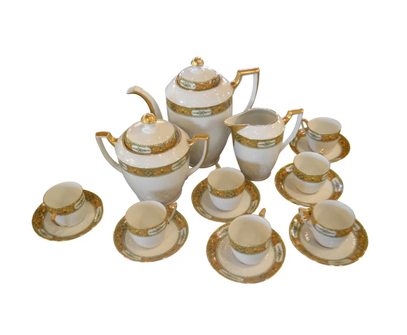 Autumnal color Limoges Tea Set , Service for 6, plus 1