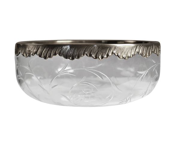 Roger Duclos Sterling Silver And Crystal Salad Bowl