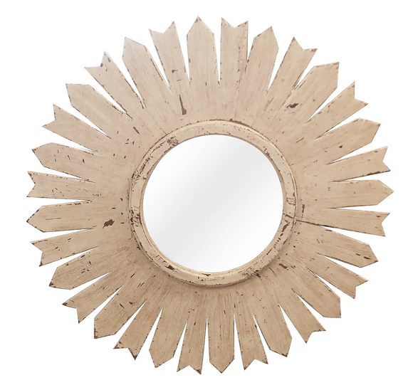 Sunburst Mirror in Wooden Frame