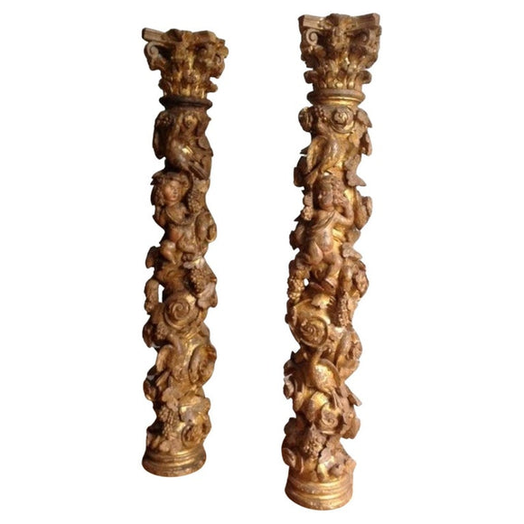 Carved Gilt Wood Columns