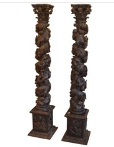 Pair of Carved Solomonic Columns