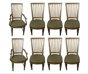 Set of Eight Dining Chairs, Two Arm, and Six Side ,  Parcel-Gilt and Polychromed