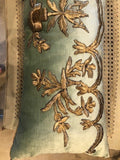 Antique Ottoman Empire Mint Velvet Pillow