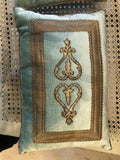 Pair of Antique Ottoman Empire Mint Velvet Pillows
