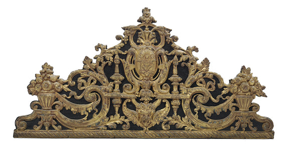 Pressed Brass and Ebonized Wood Crest